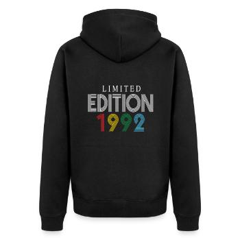 Limited Edition 1992 - Unisex Premium Organic Zip Hoodie - black - Back - Nico (187cm)