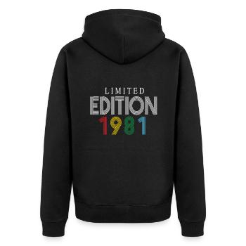 Édition limitée 1981 - Veste à capuche bio Premium Unisexe - noir - Dos - Nico (187cm)