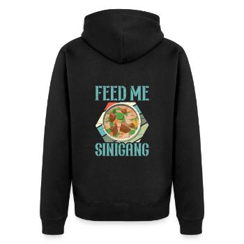 Feed Me Sinigang Filipino Food Pinay Pinoy Suppe - Unisex Premium Bio Zip Hoodie - Schwarz - Hinten - Nico (187cm)