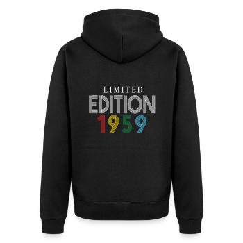 Limited Edition 1959 - Unisex Premium Bio Zip Hoodie - Schwarz - Hinten - Nico (187cm)