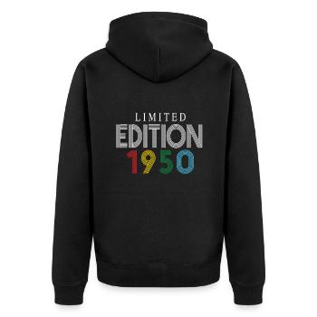 Limited Edition 1950 - Unisex Premium Bio Zip Hoodie - Schwarz - Hinten - Nico (187cm)