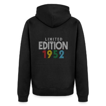 Limited Edition 1952 - Unisex Premium Bio Zip Hoodie - Schwarz - Hinten - Nico (187cm)