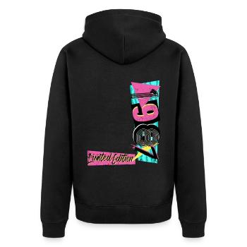 Limited Edition 1987 Baujahr 1987 80er 90er Jahre - Unisex Premium Bio Zip Hoodie - Schwarz - Hinten - Nico (187cm)