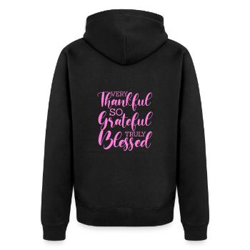 Motivation - Unisex Premium Bio Zip Hoodie - Schwarz - Hinten - Nico (187cm)