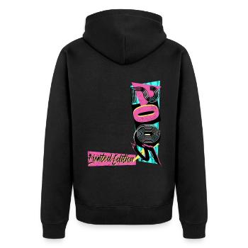 Limited Edition 2005 Baujahr 2005 80er 90er Jahre - Unisex Premium Bio Zip Hoodie - Schwarz - Hinten - Nico (187cm)