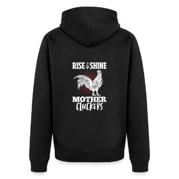 Huhn Bauernhof Geflügel Hahn Hühner Geschenk - Unisex Premium Bio Zip Hoodie - Schwarz - Hinten - Nico (187cm)