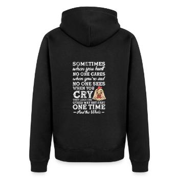 Huhn - Unisex Premium Bio Zip Hoodie - Schwarz - Hinten - Nico (187cm)