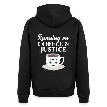 Running On Coffee And Justice Judge Lawyer Justice - Unisex Premium Organic Zip Hoodie - black - Back - Nico (187cm)