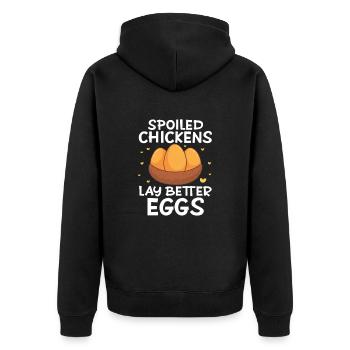Chicken Farm Poultry Rooster Chickens Gift - Unisex Premium Organic Zip Hoodie - black - Back - Nico (187cm)