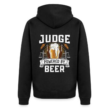 Judge Powered By Beer Drinker Judge Lawyer Justice - Unisex Premium Organic Zip Hoodie - black - Back - Nico (187cm)