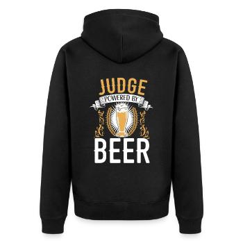 Judge Powered By Beer Drinker Judge Lawyer Justice - Unisex Premium Organic Zip Hoodie - black - Back - Nico (187cm)