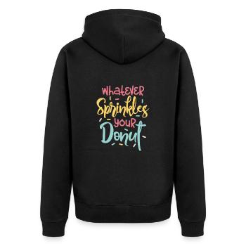 Donut Süssigkeiten Donuts Essen Bäcker Geschenk - Unisex Premium Bio Zip Hoodie - Schwarz - Hinten - Nico (187cm)