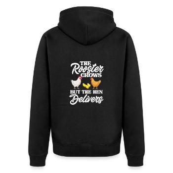 Huhn Bauernhof Geflügel Hahn Hühner Geschenk - Unisex Premium Bio Zip Hoodie - Schwarz - Hinten - Nico (187cm)