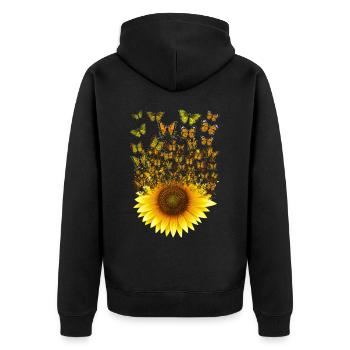 Sunflower Butterflies Women Girls Floral - Unisex Premium Organic Zip Hoodie - black - Back - Nico (187cm)