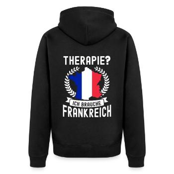 Frankreich - Unisex Premium Bio Zip Hoodie - Schwarz - Hinten - Nico (187cm)