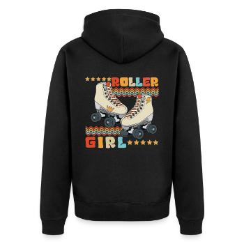 Roller Girl Retro 70s 80s Roller Skating - Unisex Premium Organic Zip Hoodie - black - Back - Nico (187cm)