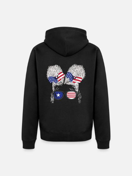 Patriotic Lady July 4 - Unisex Premium Organic Zip Hoodie - black