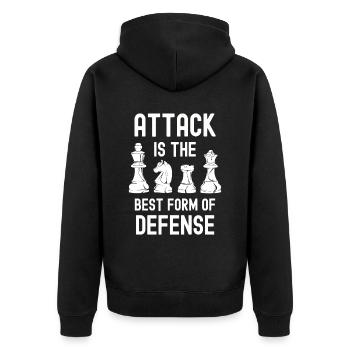 Chess Tshirt Chessboard Checkmate Chess Game - Unisex Premium Organic Zip Hoodie - black - Back - Nico (187cm)
