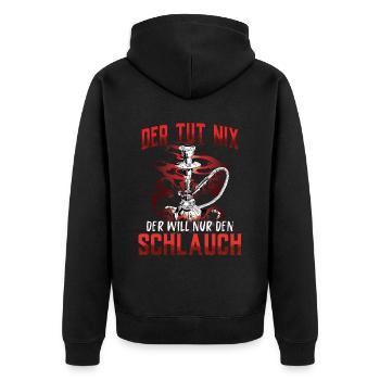 Shisha - Unisex Premium Bio Zip Hoodie - Schwarz - Hinten - Nico (187cm)
