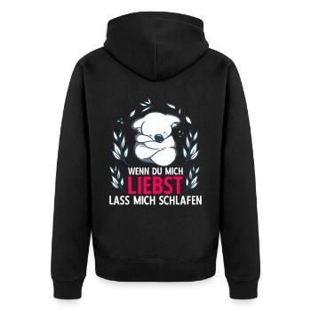 Schlafender Koalabär für Koala Liebhaber - Unisex Premium Bio Zip Hoodie - Schwarz - Hinten - Nico (187cm)
