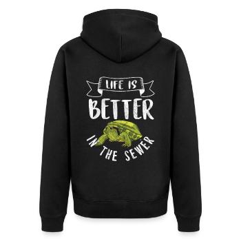 Tortue Détendue Chill Mer Océan Plage - Veste à capuche bio Premium Unisexe - noir - Dos - Nico (187cm)