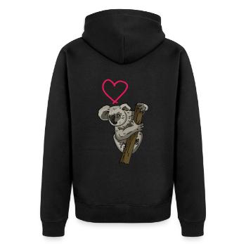 Koala Bear Heart Animal Love Koala Marsupial - Unisex Premium Organic Zip Hoodie - black - Back - Nico (187cm)
