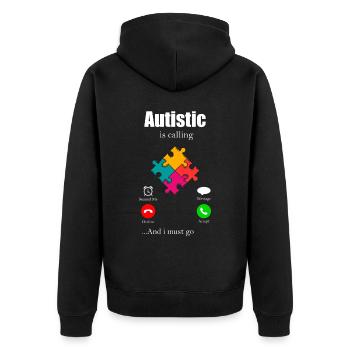 Autism Gift Autistic Asperger ADHD Autism - Unisex Premium Organic Zip Hoodie - black - Back - Nico (187cm)