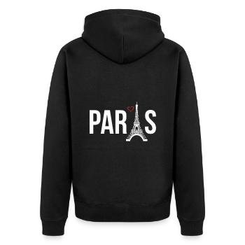 Paris Liebe Eiffelturm Frankreich - Unisex Premium Bio Zip Hoodie - Schwarz - Hinten - Nico (187cm)