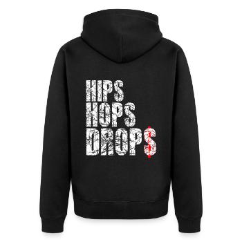 hips hops drops white - Unisex Premium Bio Zip Hoodie - Schwarz - Hinten - Nico (187cm)