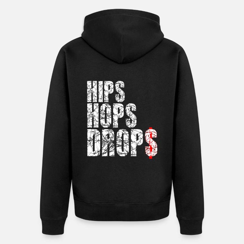 hips hops drops white - Unisex Premium Bio Zip Hoodie - Schwarz