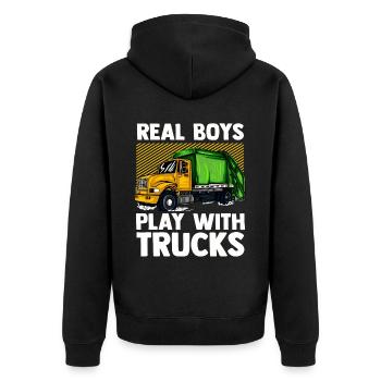 Dustman - Unisex Premium Organic Zip Hoodie - black - Back - Nico (187cm)
