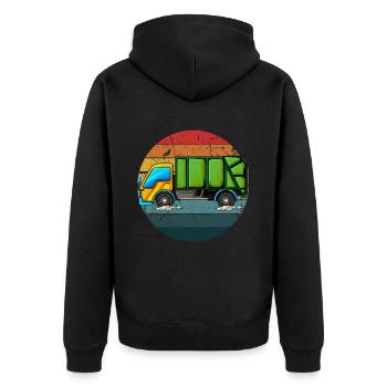 Müllmann Geschenk Müll Müllabfuhr Abfall Beruf - Unisex Premium Bio Zip Hoodie - Schwarz - Hinten - Nico (187cm)