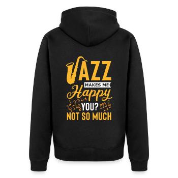 Jazz - Unisex Premium Bio Zip Hoodie - Schwarz - Hinten - Nico (187cm)