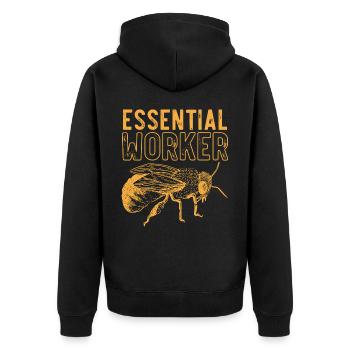 Wesentlicher Arbeiter, Biene, Imker, Wabe - Unisex Premium Bio Zip Hoodie - Schwarz - Hinten - Nico (187cm)