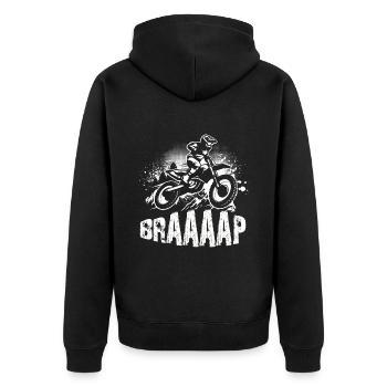 Motocross Geschenk Für Enduro Supermoto Dirt Bike - Unisex Premium Bio Zip Hoodie - Schwarz - Hinten - Nico (187cm)