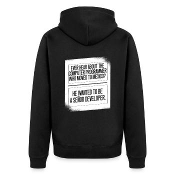 Programmierer Coder Software Entwickler - Unisex Premium Bio Zip Hoodie - Schwarz - Hinten - Nico (187cm)