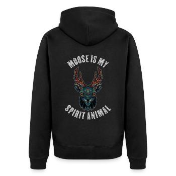 Moose Is My Spirit Animal Moose Gift - Unisex Premium Organic Zip Hoodie - black - Back - Nico (187cm)