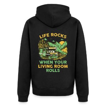 When Your Living Room Rolls Motorhome Gift - Unisex Premium Organic Zip Hoodie - black - Back - Nico (187cm)