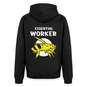 Wesentlicher Arbeiter, Biene, Imker, Wabe - Unisex Premium Bio Zip Hoodie - Schwarz - Hinten - Nico (187cm)