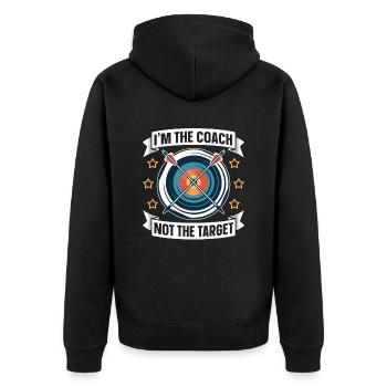 Bogenschütze Bogensport Pfeil Bogen Bogenschießen - Unisex Premium Bio Zip Hoodie - Schwarz - Hinten - Nico (187cm)