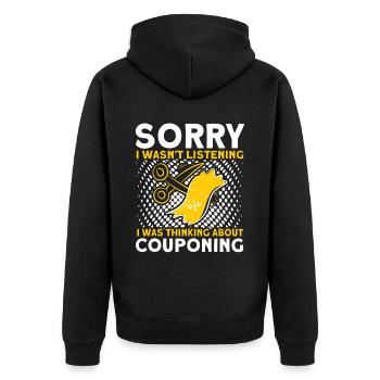 Coupon Shopper Discount Couponer Discount Sale - Unisex Premium Organic Zip Hoodie - black - Back - Nico (187cm)