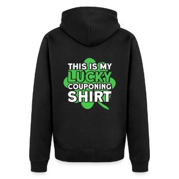 Coupon Shopper Discount Couponer Discount Sale - Unisex Premium Organic Zip Hoodie - black - Back - Nico (187cm)