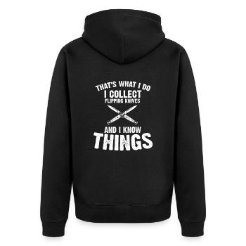 Weiß Dinge und sammle Jagd Messer Messersammler - Unisex Premium Bio Zip Hoodie - Schwarz - Hinten - Nico (187cm)