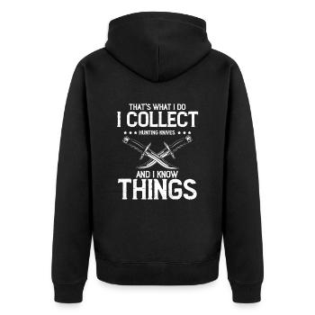 Weiß Dinge und sammle Jagd Messer Messersammler - Unisex Premium Bio Zip Hoodie - Schwarz - Hinten - Nico (187cm)