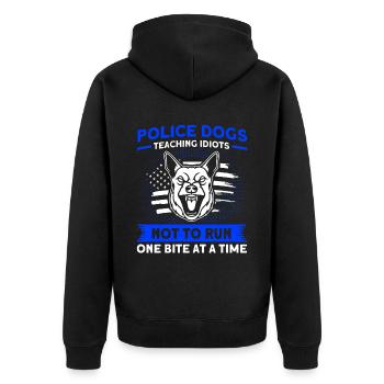 Deutscher Schäferhund Polizeihund Polizei Hund - Unisex Premium Bio Zip Hoodie - Schwarz - Hinten - Nico (187cm)