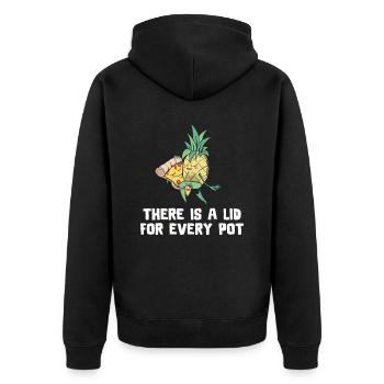 Ananas - Unisex Premium Bio Zip Hoodie - Schwarz - Hinten - Nico (187cm)