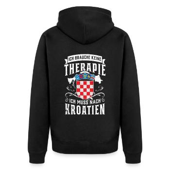 Kroatien Tshirt - Unisex Premium Bio Zip Hoodie - Schwarz - Hinten - Nico (187cm)