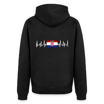 Kroatien Geschenk Herkunft Zagreb Hrvatska Heimat - Unisex Premium Bio Zip Hoodie - Schwarz - Hinten - Nico (187cm)