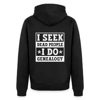 Ahnenforscher Genealoge Stammbaum Familienforscher - Unisex Premium Bio Zip Hoodie - Schwarz - Hinten - Nico (187cm)