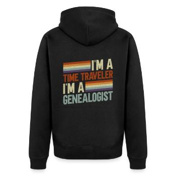 Ahnenforscher Genealoge Stammbaum Familienforscher - Unisex Premium Bio Zip Hoodie - Schwarz - Hinten - Nico (187cm)